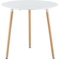 Mesa de Comedor, Estilo escandinavo Ronda Mesa y Patas de Madera de Haya, 80*72 cm, Color Blanco - details 53