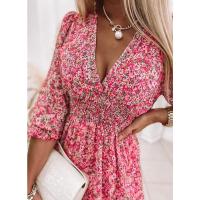 Vestido casual de mujer, vestidos estampados con cuello en v a la moda para mujer - details 7
