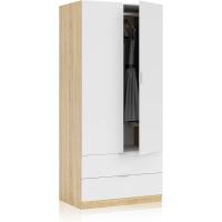 Armario de 2 Puertas y 2 Cajones Acabado en Blanco Artik y Roble Canadiense - details 3