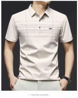 Camisa polo de verano, camiseta informal de manga corta a la moda, camiseta holgada con solapa versátil de seda helada, estilo masculino - details 1