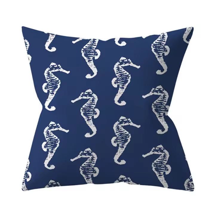 Funda de Almohada Geométrica Nórdica Mandala Azul Marino Material de Poliéster para Decoración del Hogar - 1