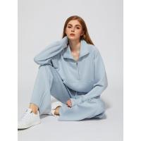 Conjunto casual de dos piezas para mujer: sudadera extragrande con media cremallera y pantalones deportivos de pierna ancha - details 48