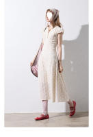 Vestido floral del sur de Francia, estilo de vacaciones de verano en el campo para mujer, mono de manga corta, falda larga con tirantes - details 37