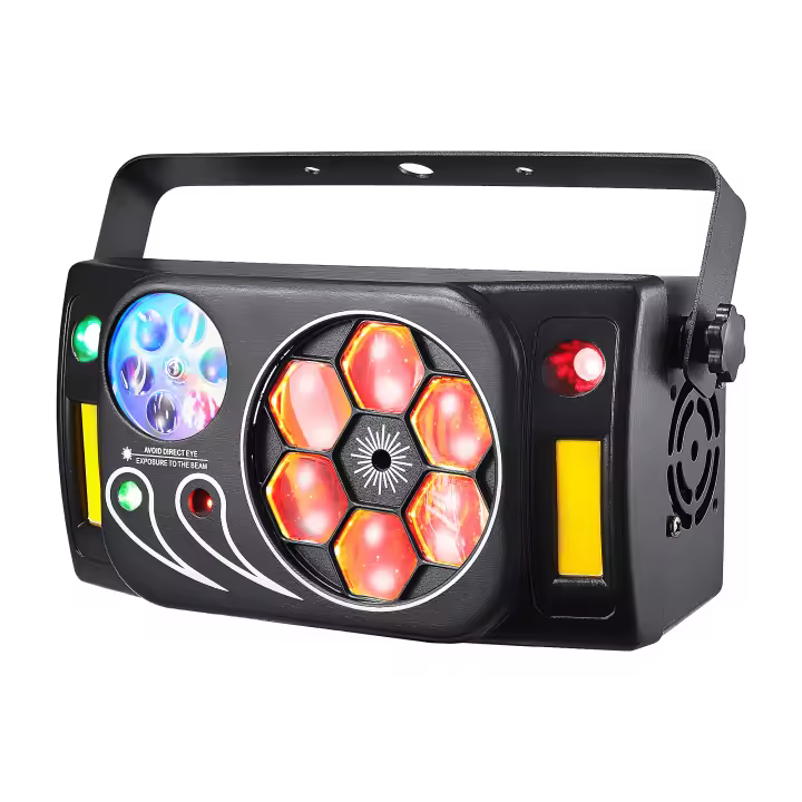 Luz de Escenario LED de 80W 6en1 Haz de Láser Estroboscópico DJ para Fiesta Control Remoto RGBW - 1