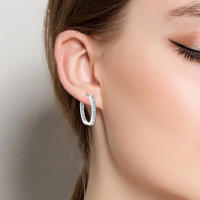 Pendientes de aro de Plata de Ley 925 para mujer, aretes grandes de Corazón Dorado, regalos de joyería - details 5