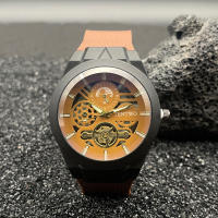 Reloj deportivo de cuarzo con correa de silicona y esqueleto de luz azul para hombre de nueva tendencia - details 10