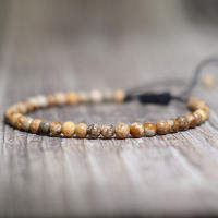 Pulsera minimalista de piedra ajustable para hombre, pulsera hecha a mano de 4mm de ágata Natural, cuentas de roca turquesa roja, Pulseras de joyería exquisitas - details 6