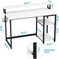 Escritorio de Ordenador con Soporte de Monitor Escritorio de Oficina con Estantes de Almacenamiento Ajustables Pequeño Escritorio Reversible para el Estudio Beige - details 18