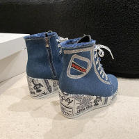 Zapatos de lona de talla grande para mujer, tacón de cuña, versátiles, punta redonda, transpirables, individuales - details 8