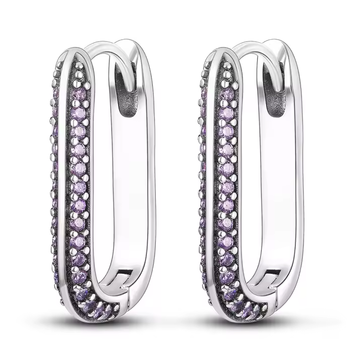 LAZA-pendientes de aro de plata 925 con pavé brillante, aretes en forma de U de CZ, joyería fina de lujo para compromiso y boda - 1