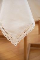 Mantel circular rectangular blanco de lino nórdico y algodón, funda suave, borla Ence, manta de picnic al aire libre para banquetes - details 13