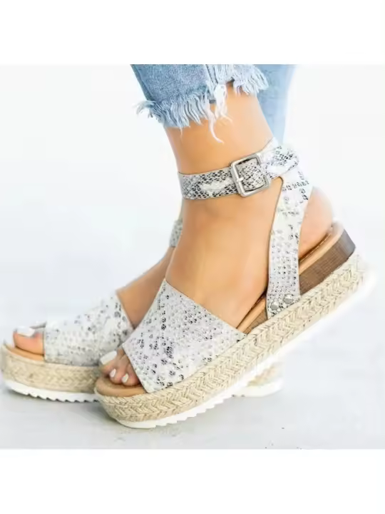 Sandalias de Mujer de Tacón Alto Tamaño 35-43 Suela Gruesa de Botón Estilo de Zapato de Moda - 1