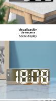 Reloj Despertador Recomendado Pila USB Doble Uso Espejo LED Colorido Reloj Despertador Inteligente Activado Por Voz Para Estudiantes - details 9
