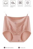 Bragas de encaje de algodón de cintura alta para mujer, lencería sin costuras de talla grande, ropa interior Sexy Triangular, 3 piezas - details 0