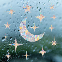 Pegatina De Ventana Anticolisión Suncatcher Arcoíris Gato Estrellas Luna Decoración De Navidad PVC Moderno Para Baño Y Vidrio - details 5