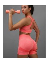 Conjunto de 2 uds de Yoga para mujer, sujetador con espalda hueca + pantalones cortos deportivos para levantamiento de cadera, conjunto de gimnasio sin costuras, ropa deportiva, chándal - details 29