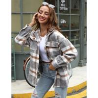 Abrigo de otoño e invierno para mujer, manga larga, camisa a cuadros, poliéster, abrigo de tweed - details 5