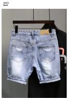 Pantalones cortos vaqueros a la moda para hombre, estilo veraniego, versión coreana, corte fino, marca Hip Hop, pantalones de longitud media para grupo pequeño - details 2