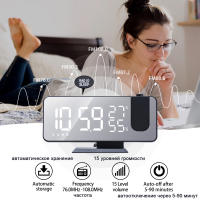 Reloj Digital LED para mesa, despertador electrónico de escritorio, Radio FM, proyector de tiempo, función de repetición, alarma - details 0