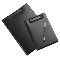 Portapapeles plegable A4 A5, color negro, con hebilla de Clip, carpeta de archivos para conferencias, almohadilla de escritura de cuero PU ultrasuave, suministros de oficina, 1 Uds. - details 9