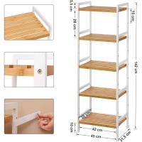 Estantería de Bambú Natural Blanco 5 Estantes, 45 x 31,5 x 142 cm Ideal para Baño, Cocina, Sala, Dormitorio, Balcón - details 4