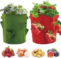 Paquete de 2 bolsas para cultivo de verduras, maceta de fieltro para plantas de fresa, bolsas para plantar patatas de 5 galones, contenedor para plantas de verduras con 3 ventanas, bolsa para cultivo de plantas de jardín para hierbas y flores - details 0