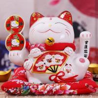 Adorno de Maneki de gato de Beckoning de cerámica de 7 pulgadas, decoración Feng Shui, columpio, A - details 3