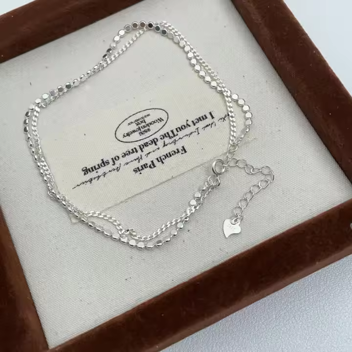 S Tobillera de retales de estilo coreano puro, joyería de plata con diseño de nicho Simple y versátil - 1
