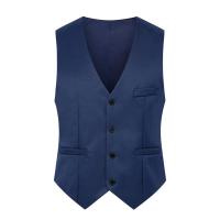 Chaleco de traje de Color puro para hombre, chaleco de negocios ajustado de un solo pecho, chaleco Formal con cuello en V para hombre, chaleco para hombre - details 7