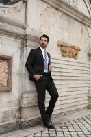 Traje de negocios ajustado para hombre, chaqueta y pantalones, 2 piezas - details 3