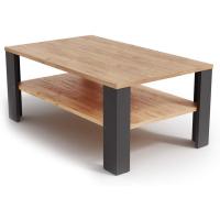 Mesa de sofá con estante, mesa de centro, mesa central, madera ecológica, diseño moderno, medidas: 100 x 60 cm - details 0