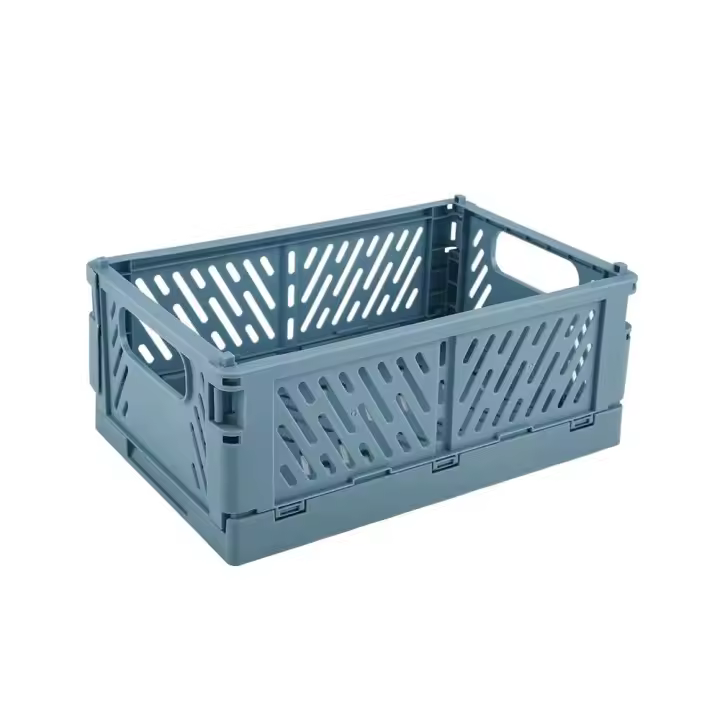 Cesta plegable de plástico de color bonito, caja de fideos planos pastel, función de almacenamiento, organización para dormitorio, oficina y aula, 4 bolsas - 1