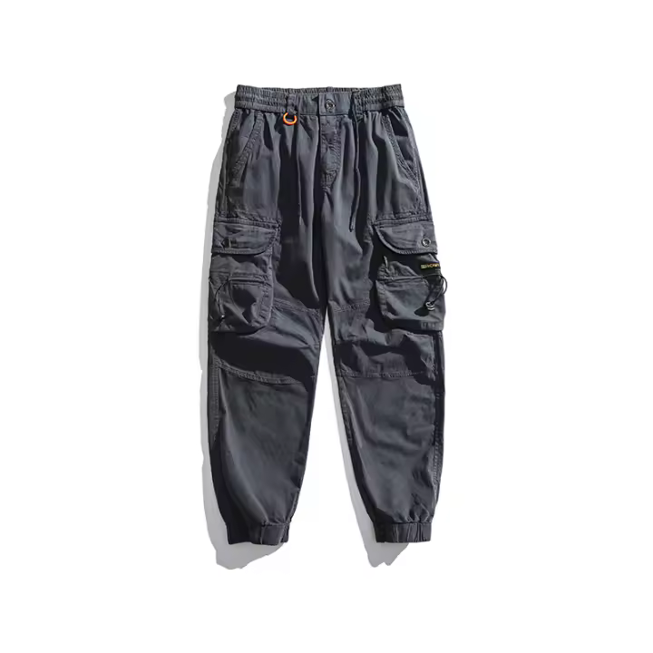 Pantalones Cargo de Moda para Hombres 2024 Estilo Callejero Suelto con Cordón Material de Algodón - 1