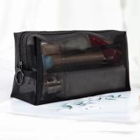 Neceser de viaje para mujer, bolsa de aseo de malla negra transparente, organizador de maquillaje, bolsa de lavado, pequeña y grande - details 12