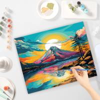 RUOPOTY-Kit de pintura por números para adultos, lienzo moderno al óleo acrílico, puesta de sol, paisaje de plumas, regalo de decoración del hogar, 40x50cm - details 3
