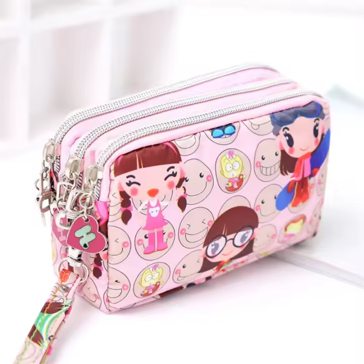 Bolsa de Teléfono Móvil de Estilo Corto para Mujer Bolso de Maquillaje de Moda con Cierre de Cremallera de Tres Capas - 1