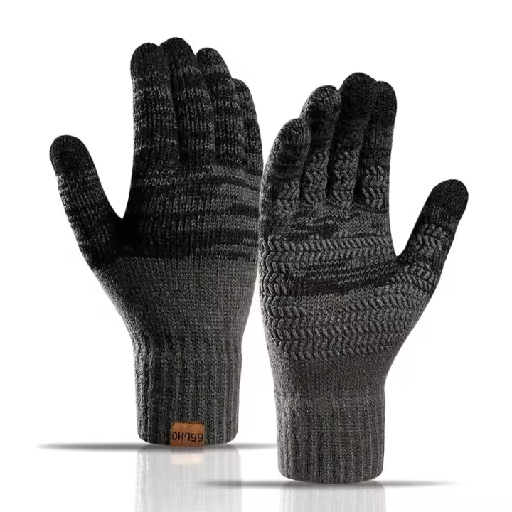 Guantes de punto de Cachemira para hombre y mujer, manoplas gruesas y cálidas para esquiar con pantalla táctil, Otoño e Invierno - 1
