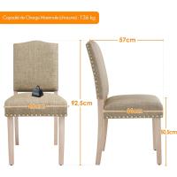 Juego de 4 sillas de comedor con respaldo alto, sillas de cocina, patas de madera maciza, diseño clásico, con botones bronceados, sillones y sillas para salón, asientos tapizados - details 42