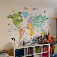 Mapa decorativo de distribución de animales del mundo para dormitorio, habitación de niños, sala de juegos, sala de estar y guardería, pegatina decorativa - details 3