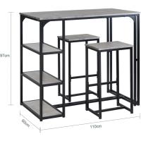 Juego de Mesa de Bar Alta y 2 Taburetes Diseño Elegante para Cocina, Comedor y Sala de Estar - details 4