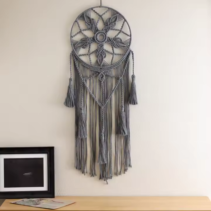 Tapiz Atrapasueños Boho de Macramé Arte Tejido a Mano con Algodón Orgánico - 1