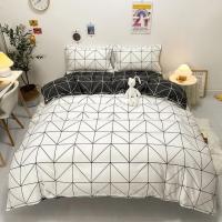 Juego de funda nórdica a cuadros negra y gris, ropa de cama Reversible con rejilla geométrica, funda de edredón suave para niños, adolescentes y adultos, decoración de dormitorio - details 19