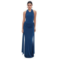 Vestido de sirena con cinturón drapeado y cintura entallada, estilo halter, nuevo de verano para mujer G25DS119 - details 4