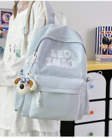 Mochila coreana simple de color sólido con alfabeto para estudiantes, mochila ligera de gran capacidad para viajes, mochila informal versátil - details 36