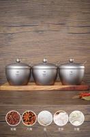 Villa de titanio para acampar, tarro de 220ml, botella de sal, azúcar, pimienta, condimento en polvo, cuchara, recipiente de cocina para picnic al aire libre - details 0