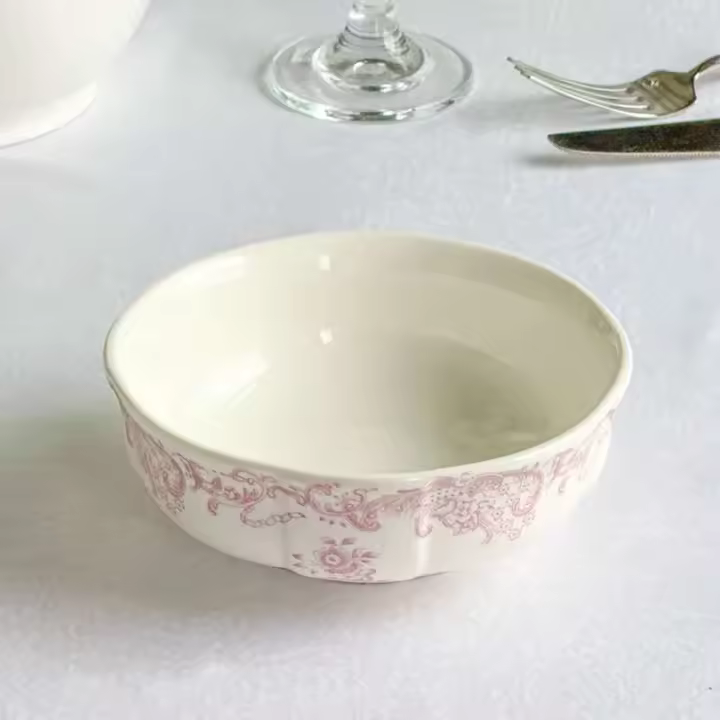 Platos de cerámica de estilo francés, color rosa, Vintage, para el hogar, galletas, pan, vajilla de postre para restaurante de alta calidad - 1