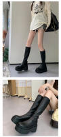 Botas Elásticas De Mujer, Botas Redondas De Moda De Suela Gruesa - details 12