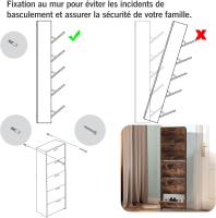 Mueble zapatero de 12 pares - Estantería de gran capacidad para vestíbulo o pasillo - (ancho) 60 x (profundidad) 24 x (alto) 80 cm - Madera clara blanca - details 172