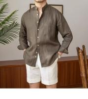 Camisa de Lino para Hombre Verano 2025 Cuello Henley Elegante Manga Larga Transpirable - details 9