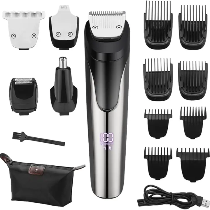 Recortadora de barba para hombres, cortadora de pelo todo en uno para hombres, afeitadora de corte Facial para bigote, cuerpo, nariz, oreja, maquinilla de afeitar eléctrica - 1